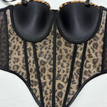 Sexy Leopard Print Corset Style Bust Crop Top