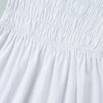 White Strapless Smocked Bodice Maxi Dress