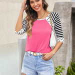Polka Dots Striped 3/4 Sleeve T-Shirt - Zeagoo (Us Only)