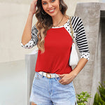 Polka Dots Striped 3/4 Sleeve T-Shirt - Zeagoo (Us Only)
