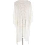 White Crochet Knit Fringed Poncho Beach Cover Up