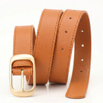 Camel Faux Leather Gold Buckle Classic Casual Belt