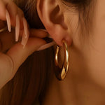 Gold Chunky Polished Hoop Earrings