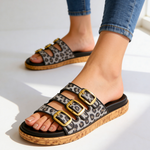 Odette Triple-Buckle Slides