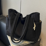 Sylva | Ribbed Tote Bag with Cord Detail