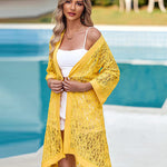 Zeagoo Women Lace Crochet Coverups Open Front Cardigan Sheer Cover Up 3/4 Sleeve Kimono (US Only)