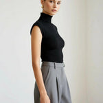 High Neck Cap Sleeve Slim-Fit Top
