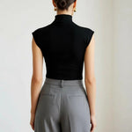 High Neck Cap Sleeve Slim-Fit Top