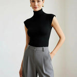High Neck Cap Sleeve Slim-Fit Top