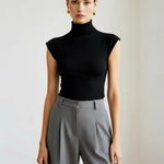High Neck Cap Sleeve Slim-Fit Top