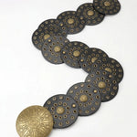 Black Faux Leather Gold Tone Concho Bohemian Waist Belt