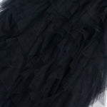 Black Strapless Lace Insert Tiered Ruffle Tulle Maxi Evening Dress