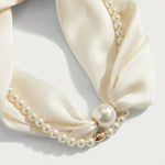 Chic Ivory Solid Satin-Feel Square Timeless Fashion Scarf