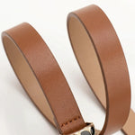Tan PU Gold Tone Black Enamel Pebble Inlay Modern Belt
