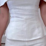 White Cotton and Linen Two-piece Suit