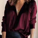 Zeagoo Long Sleeve Solid Color V-Neck Top for Women Casual Work Office Loose Fit 2026 | Under $40