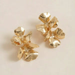 Gold Layered Floral Statement Drop Earrings