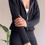 Zeagoo Women's Casual Twist Jacquard Sweater Cardigan Two-Pieces Set