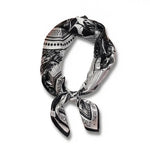 Black White Tropical Jungle Print Lightweight Square Boho Scarf