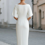 Boat Neck Midi-length Fitted Dress