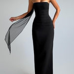 Black Waist-tucked Maxi-top Dress