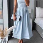 Spaghetti Strap Waisted A-line Midi Dress