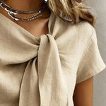Casual Short Sleeve V-Neck Linen Blend Jacket