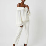Bell Sleeve Off The Shoulder Tie Top
