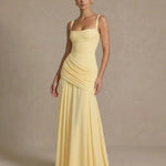 Elegant Square Neck Corset Back Lace Up Maxi Dress