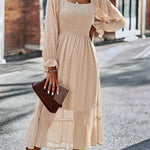 Zeagoo Women's Bell Sleeve Shirred Bodice Ditsy Dress