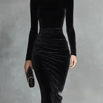 SOPHIA | BLACK VELVET FITTED DRESS