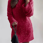 Zeagoo Women's Coral Sequins Tie-back Mini Dress