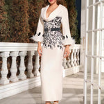 Charlotte Evans | Printed Feather Cuff Maxi Dress For Women