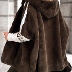 Plush Hooded Vertical Stripe Printed Casual Coat
