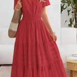 Chloe Evans | Tiered Flutter-Sleeve Maxi Dress For Women