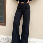 Black High Waist Wide Leg Dress Pants