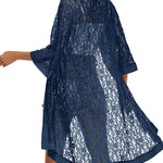 Zeagoo Women Lace Crochet Coverups Open Front Cardigan Sheer Cover Up 3/4 Sleeve Kimono (US Only)