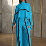 Urban Color Block Straight Pants with Pockets