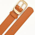 Camel Faux Leather Gold Buckle Classic Casual Belt