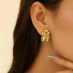 Gold 3D Floral Cluster Statement Stud Earrings