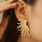 Gold Abstract Coral Branch Drop Earrings