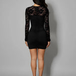 Lace Hollow Out Knot-Front Bodycon Mini Skirt