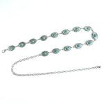 Silver Tone Metal Turquoise Inlay Western Style Waist Chain Belt
