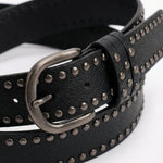 Black PU Leather Gunmetal Studded Punk Belt