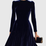 SIBELLA | NAVY LONG-SLEEVE MIDI DRESS