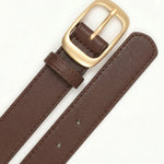 Dark Brown Faux Leather Gold Buckle Classic Casual Belt