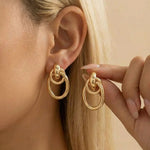 Gold Interlocking Link Drop Earrings