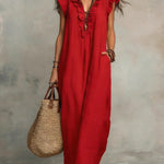 Mia Wilson | Bohemian Ruffle V-Neck Maxi Dress For Women