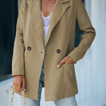 Zeagoo Double Breasted Button Down Office Work Wear Solid Blazer Jacket