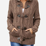 Zeagoo Women's Casual Loose Fitting Fluffy Button Down Knitwear Coatigan Chunky Cable Hooded Cardigan